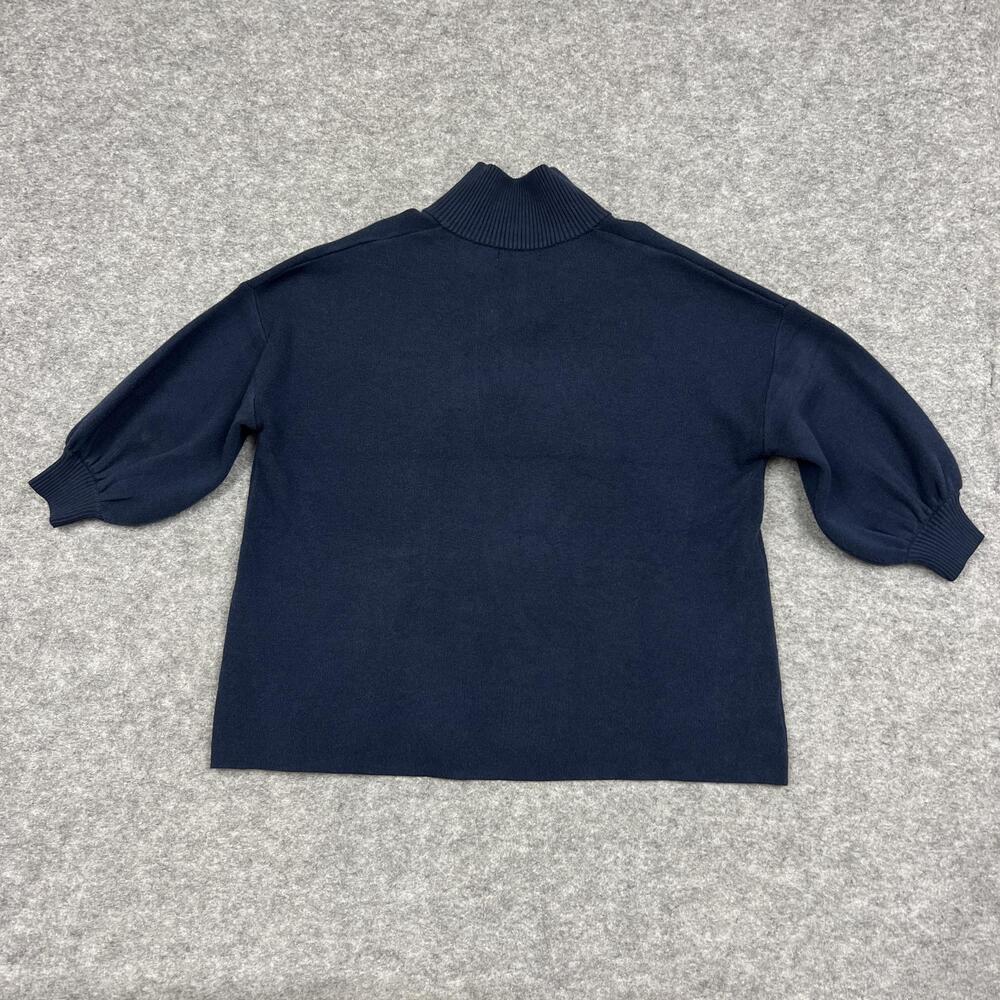 AVARA Sweater Womens M Blue V Neck Pullover Puff 3/4 Sleeve Relaxed Preppy - Picture 2 of 15